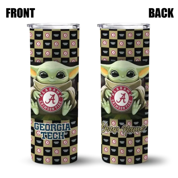 customized georgia tech yellow jackets yoda cozy gold black skinny tumbler fashion forward 1.webp