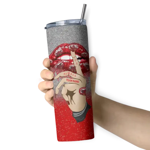 customized jacksonville state gamecocks sparkle lips red skinny tumbler premium grade 1 5.webp