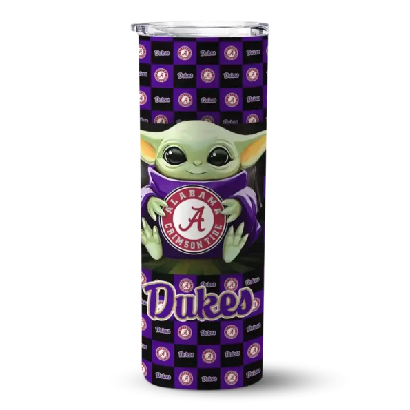 customized james madison dukes yoda cozy purple black skinny tumbler best selling 1 2.webp