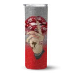 customized louisiana ragin cajuns sparkle lips red skinny tumbler best selling 1.webp
