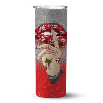 customized louisiana ragin cajuns sparkle lips red skinny tumbler best selling 1.webp