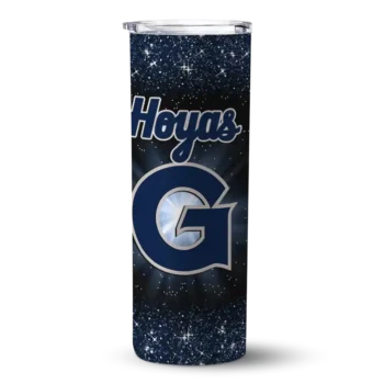 georgetown hoyas radiant glitter blue skinny tumbler best selling 1.webp