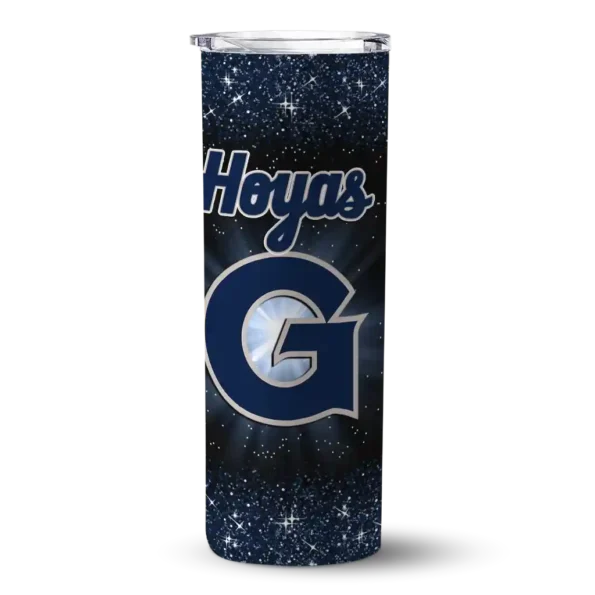 georgetown hoyas radiant glitter blue skinny tumbler best selling 1.webp