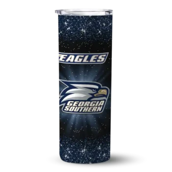 georgia southern eagles radiant glitter blue skinny tumbler best selling 1.webp