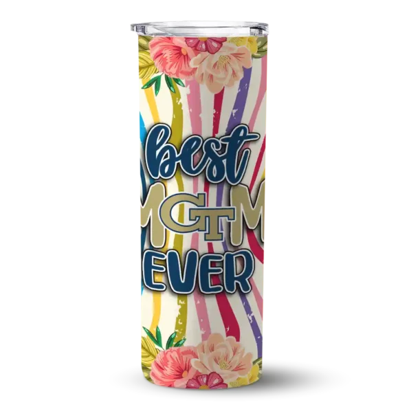 georgia tech yellow jackets flower cluster skinny tumbler best selling 1 1.webp