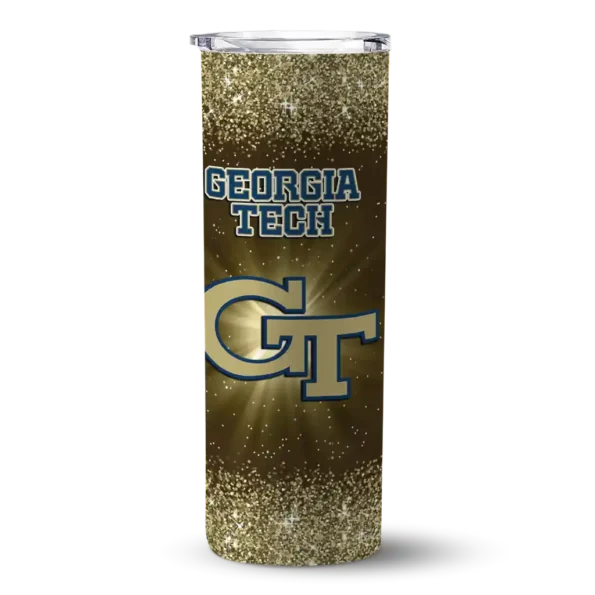georgia tech yellow jackets radiant glitter gold skinny tumbler best selling 1 1 2.webp