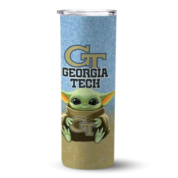 georgia tech yellow jackets yoda smile gold skinny tumbler best selling 1 1.webp