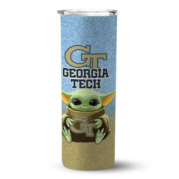 georgia tech yellow jackets yoda smile gold skinny tumbler best selling 1 1.webp