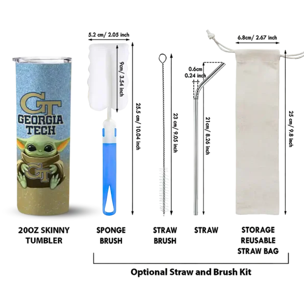 georgia tech yellow jackets yoda smile gold skinny tumbler new arrival 1.webp