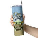 georgia tech yellow jackets yoda smile gold skinny tumbler best selling 1 1.webp