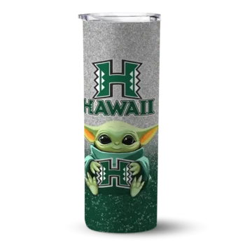 hawaii rainbow warriors yoda smile green skinny tumbler best selling 1 2.webp
