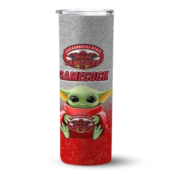jacksonville state gamecocks yoda smile red skinny tumbler best selling 1.webp