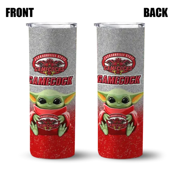 jacksonville state gamecocks yoda smile red skinny tumbler fashion forward 1.webp