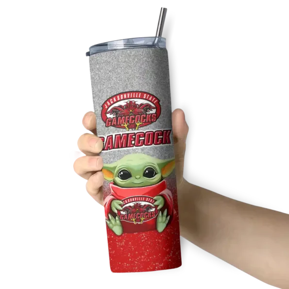 jacksonville state gamecocks yoda smile red skinny tumbler premium grade 1.webp