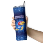 kansas jayhawks radiant glitter blue skinny tumbler best selling 1.webp