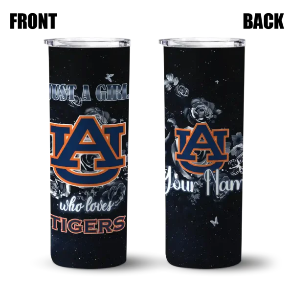 personalized auburn tigers rose romance navy blue black skinny tumbler fashion forward 1 2.webp
