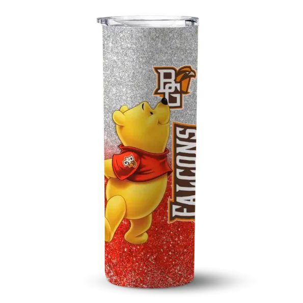 personalized bowling green falcons winnie the pooh orange gray skinny tumbler best selling 1 1.webp