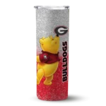 personalized georgia bulldogs winnie the pooh red gray skinny tumbler best selling 1 7.webp