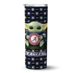 personalized georgia southern eagles yoda cozy blue black skinny tumbler best selling 1.webp