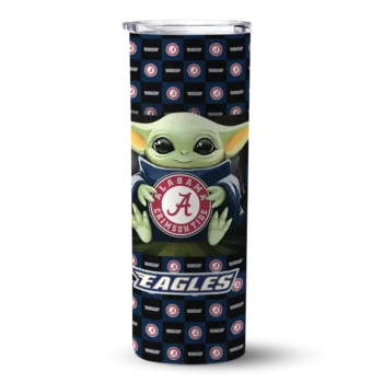 personalized georgia southern eagles yoda cozy blue black skinny tumbler best selling 1.webp