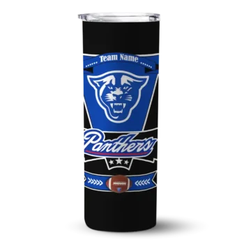 personalized georgia state panthers helmet belt blue black skinny tumbler best selling 2.webp