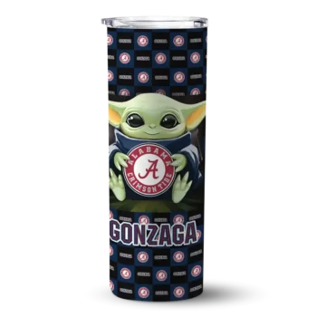 personalized gonzaga bulldogs yoda cozy blue black skinny tumbler best selling 1.webp