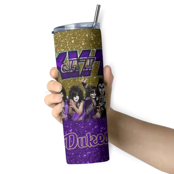 personalized james madison dukes kiss band gold skinny tumbler premium grade 1.webp