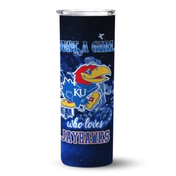 personalized kansas jayhawks rose romance blue black skinny tumbler best selling 1.webp