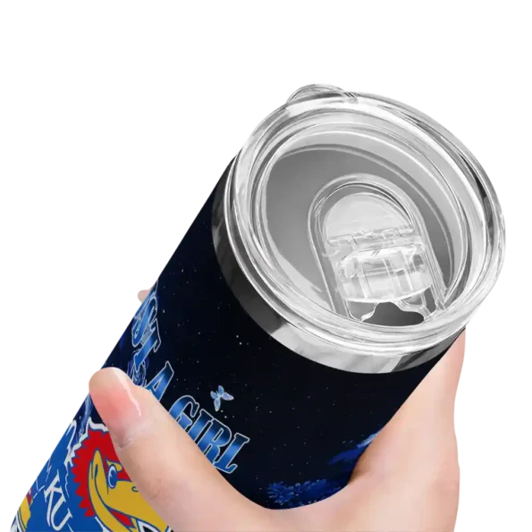 personalized kansas jayhawks rose romance blue black skinny tumbler high quality 1 1.webp