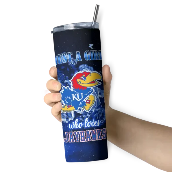 personalized kansas jayhawks rose romance blue black skinny tumbler premium grade 1 5.webp