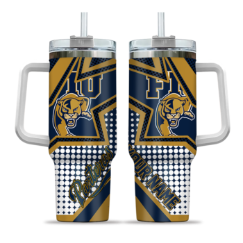 custom fiu panthers arrow burst blue curved tumbler best selling.webp
