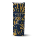 custom fiu panthers metallic grid blue skinny tumbler best selling 1.webp