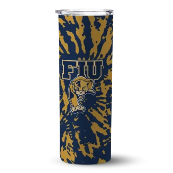 custom fiu panthers metallic grid blue skinny tumbler best selling 1.webp