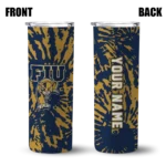 custom fiu panthers metallic grid blue skinny tumbler best selling 1.webp