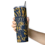 custom fiu panthers metallic grid blue skinny tumbler best selling 1.webp