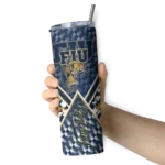 custom fiu panthers monogram burst blue white skinny tumbler best selling.webp