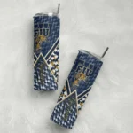 custom fiu panthers monogram burst blue white skinny tumbler best selling.webp