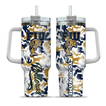 customized fiu panthers camo mashup blue white curved tumbler best selling.webp
