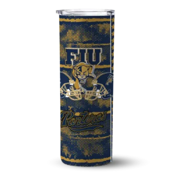 customized fiu panthers chevron patch blue skinny tumbler best selling.webp