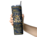 customized fiu panthers chevron patch blue skinny tumbler best selling.webp
