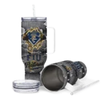 customized fiu panthers superman shield blue gray curved tumbler best selling.webp