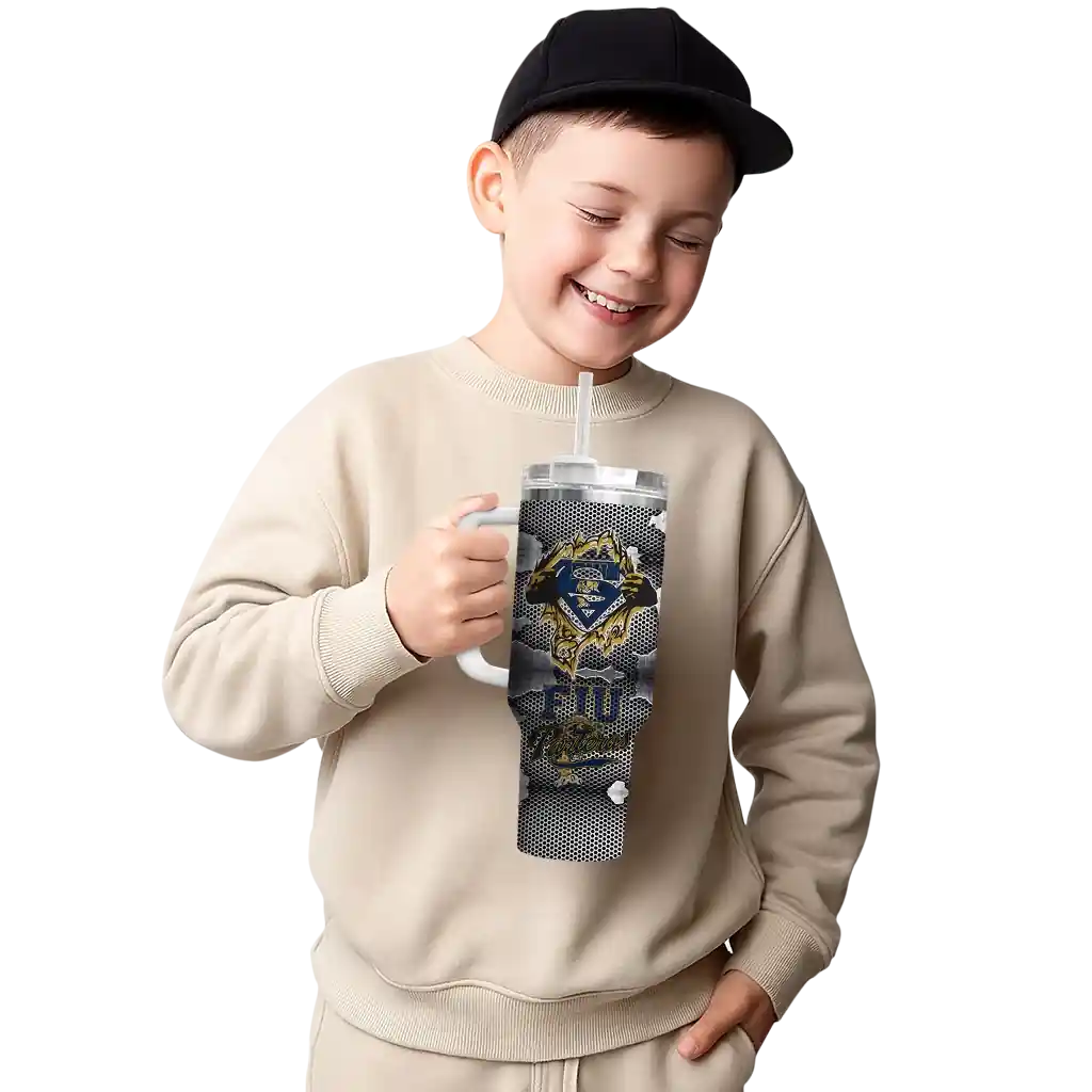 customized fiu panthers superman shield blue gray curved tumbler latest model.webp customized fiu panthers superman shield blue gray curved tumbler latest model.webp