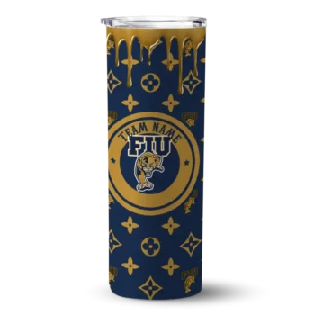 personalized fiu panthers camo streak blue skinny tumbler best selling.webp