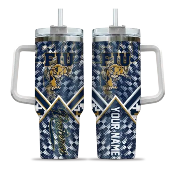 personalized fiu panthers chevron angle blue curved tumbler best selling.webp
