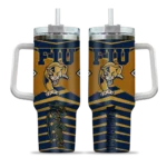 personalized fiu panthers chevron layers blue curved tumbler best selling.webp
