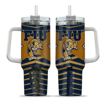 personalized fiu panthers chevron layers blue curved tumbler best selling.webp