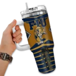 personalized fiu panthers chevron layers blue curved tumbler best selling.webp