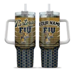 personalized fiu panthers hex texture blue curved tumbler best selling.webp