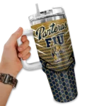 personalized fiu panthers hex texture blue curved tumbler best selling.webp