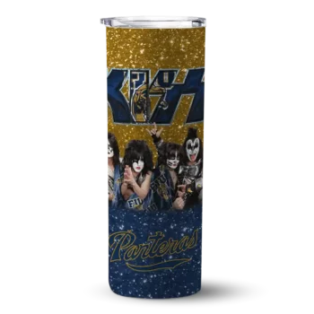 personalized fiu panthers kiss band gold skinny tumbler best selling.webp
